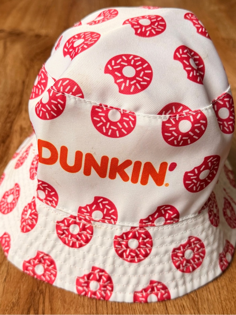 White & Pink Donut Print Bucket Hat reversible adult